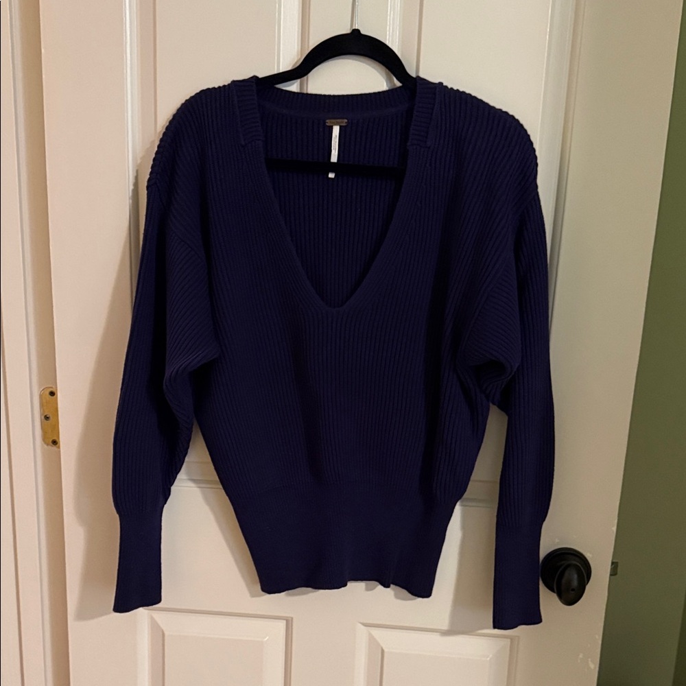 Free People Purple V-Neck Sweater